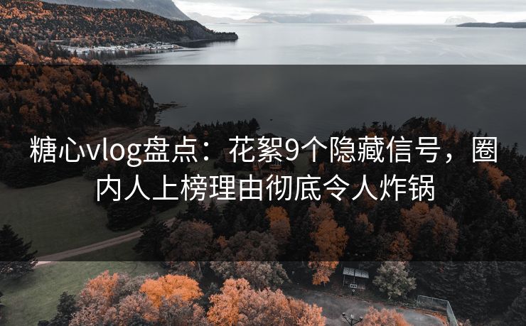 糖心vlog盘点：花絮9个隐藏信号，圈内人上榜理由彻底令人炸锅  第1张