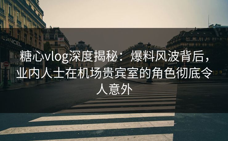 糖心vlog深度揭秘：爆料风波背后，业内人士在机场贵宾室的角色彻底令人意外