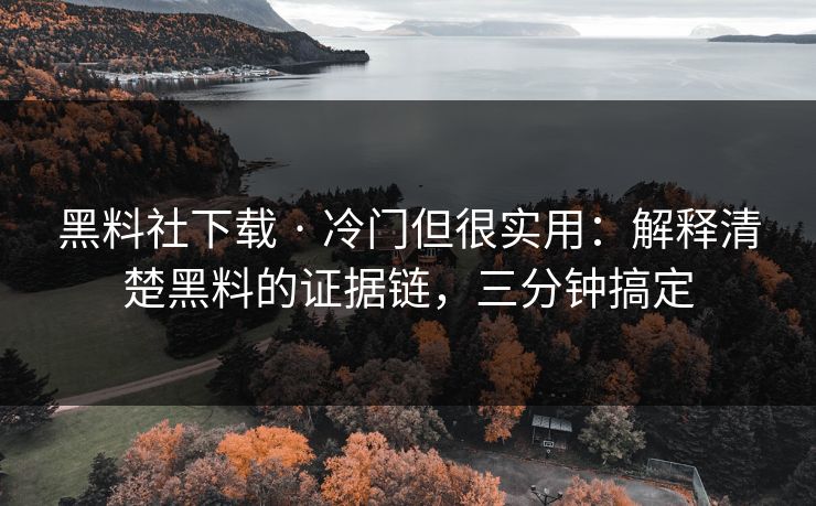 黑料社下载 · 冷门但很实用：解释清楚黑料的证据链，三分钟搞定