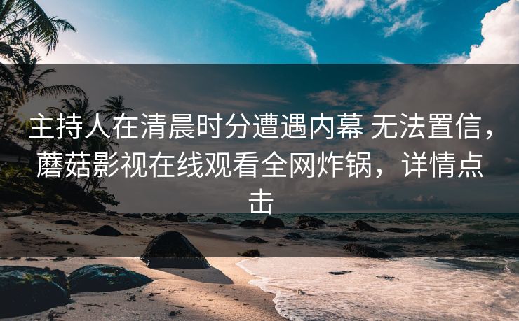 主持人在清晨时分遭遇内幕 无法置信，蘑菇影视在线观看全网炸锅，详情点击